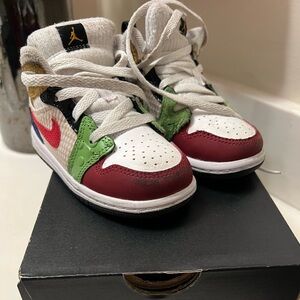 Kids Jordans, has wear but can be washed. Good condition.